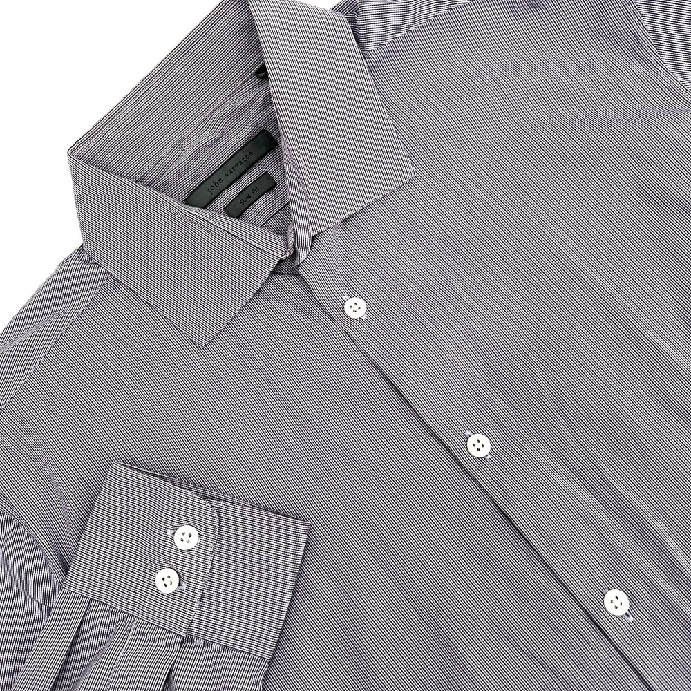 JOHN VARVATOS Men's 15 Purple/Gray Micro Print Long-Sleeve Button-Up Dress Shirt